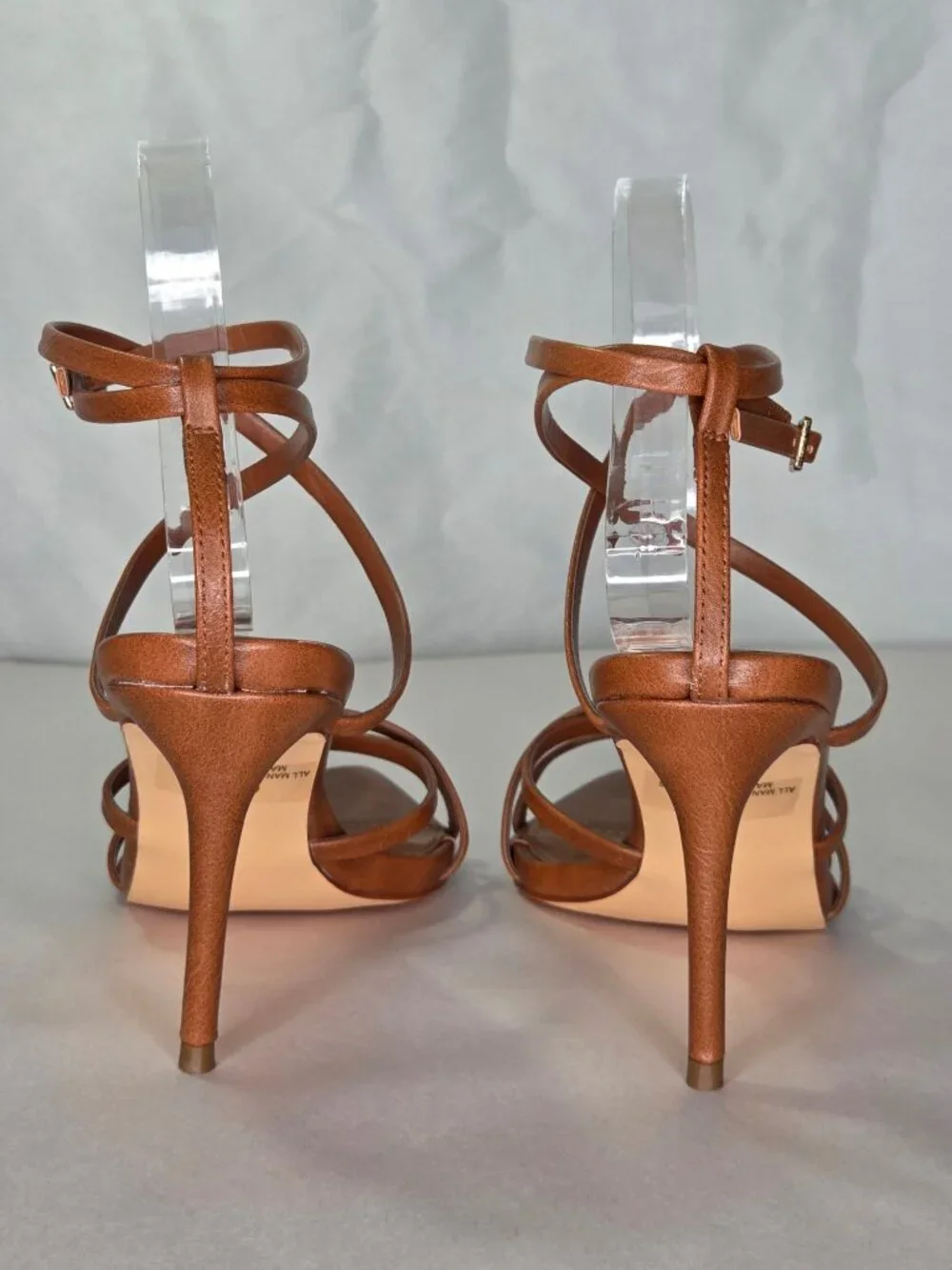 Olivia Jaymes Fergie Brown Pointed-Toe High Heel Strappy Sandals, Size: 7.5